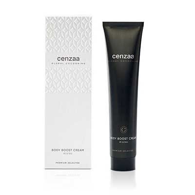 Cenzaa Global Cocooning Body Boost Cream Tube 140ml in luxe verpakking. De geconcentreerde en zijdeachtige anti-verouderingsformule heeft een rijke textuur, die zorgt voor strakkere lichaamscontouren en een verstevigde en verbeterende huidstructuur. Voedt en hydrateert de huid.